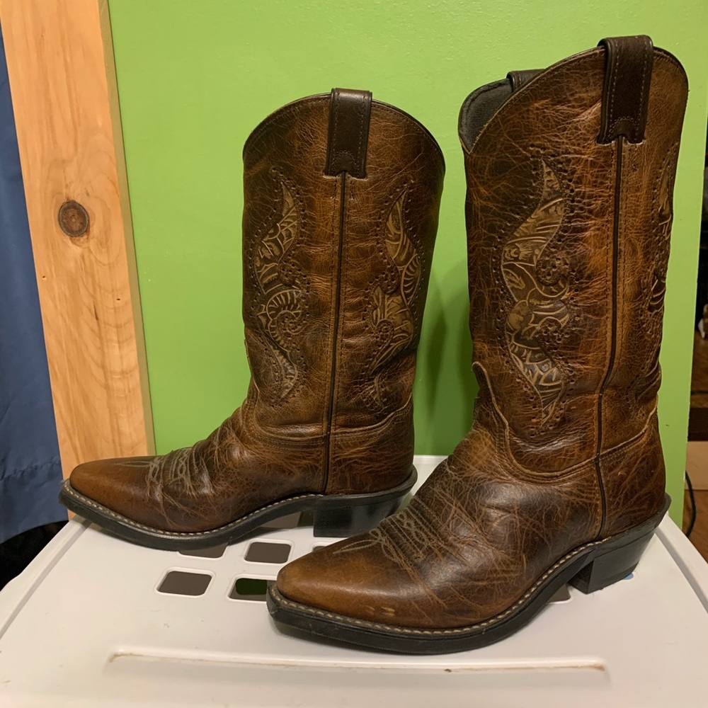 Abilene Women's 11" Tooled Inlay Western Boots
